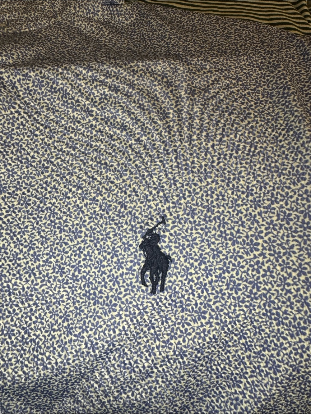 Ralph Lauren Blue Micro Floral Button-Up with Navy Polo Logo